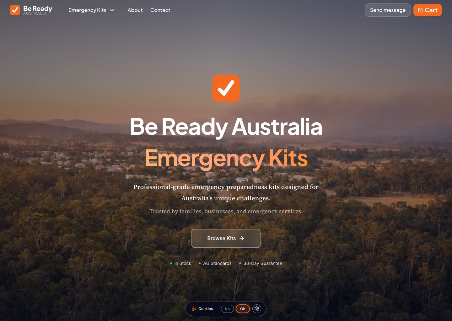 Be Ready Australia’s online store, featuring emergency preparedness kits for Australian conditions